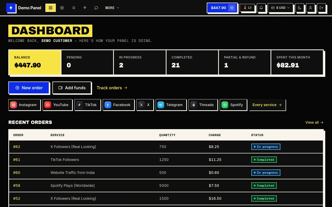 Brutalism theme in dark mode