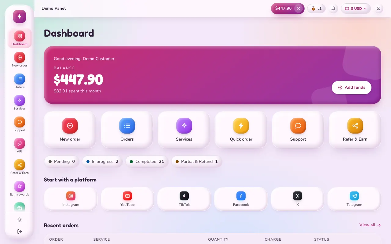 Claymorphism theme: the storefront dashboard