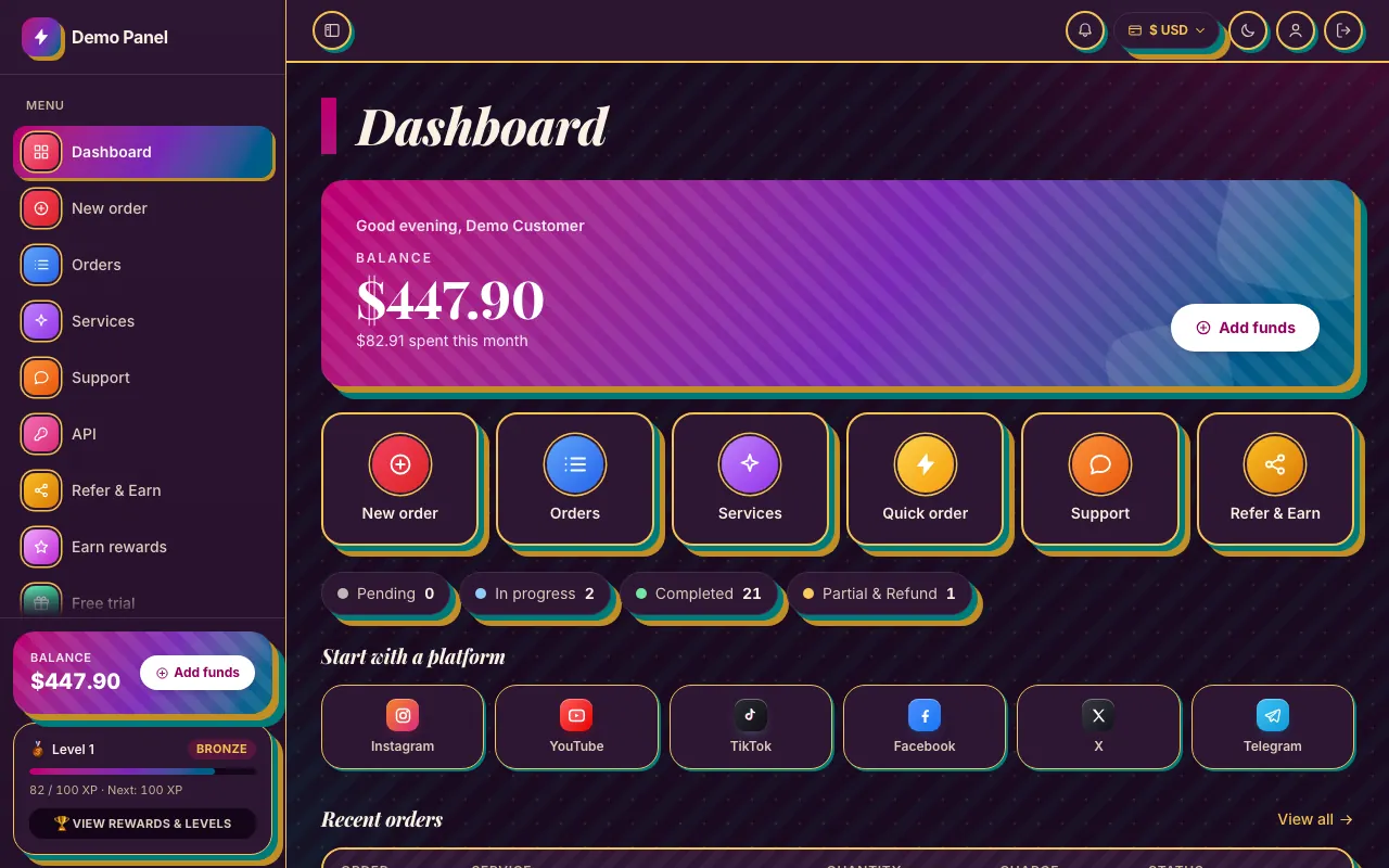 Maximalism theme in dark mode