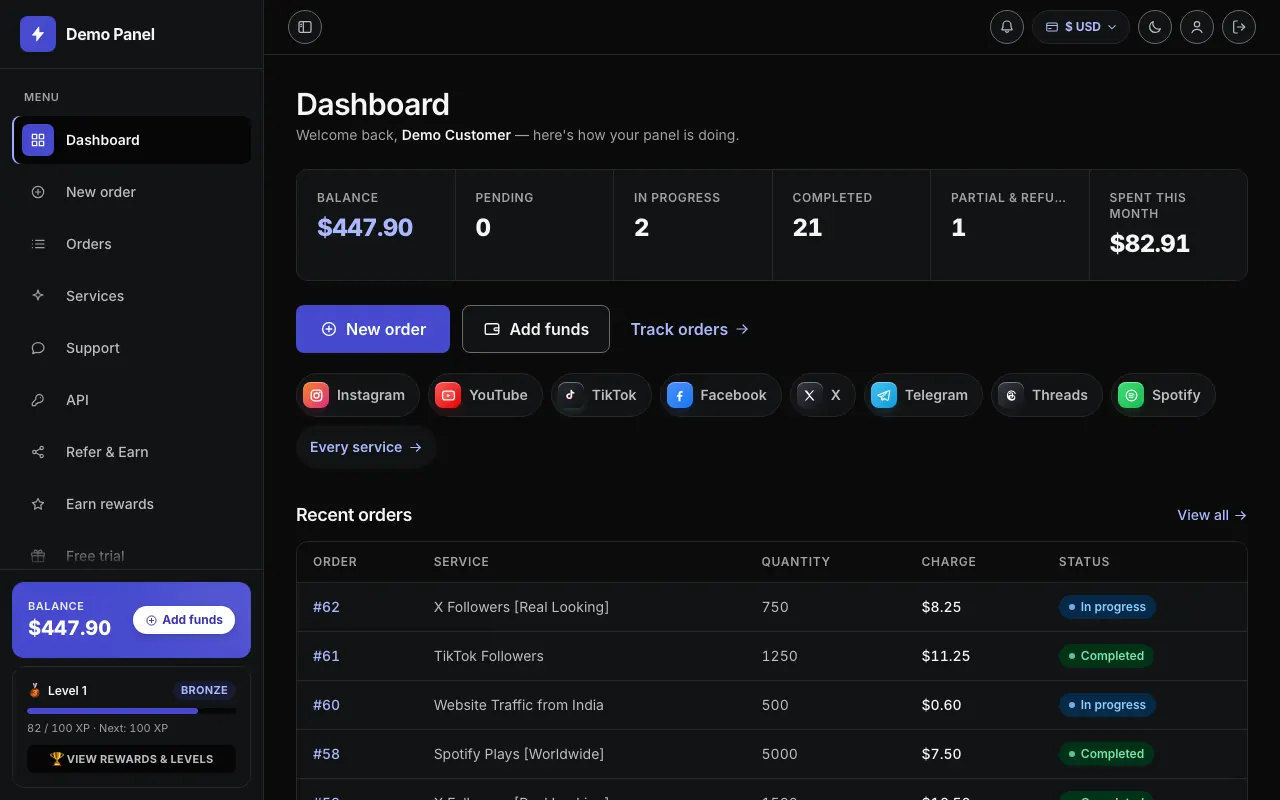Minimalism theme in dark mode