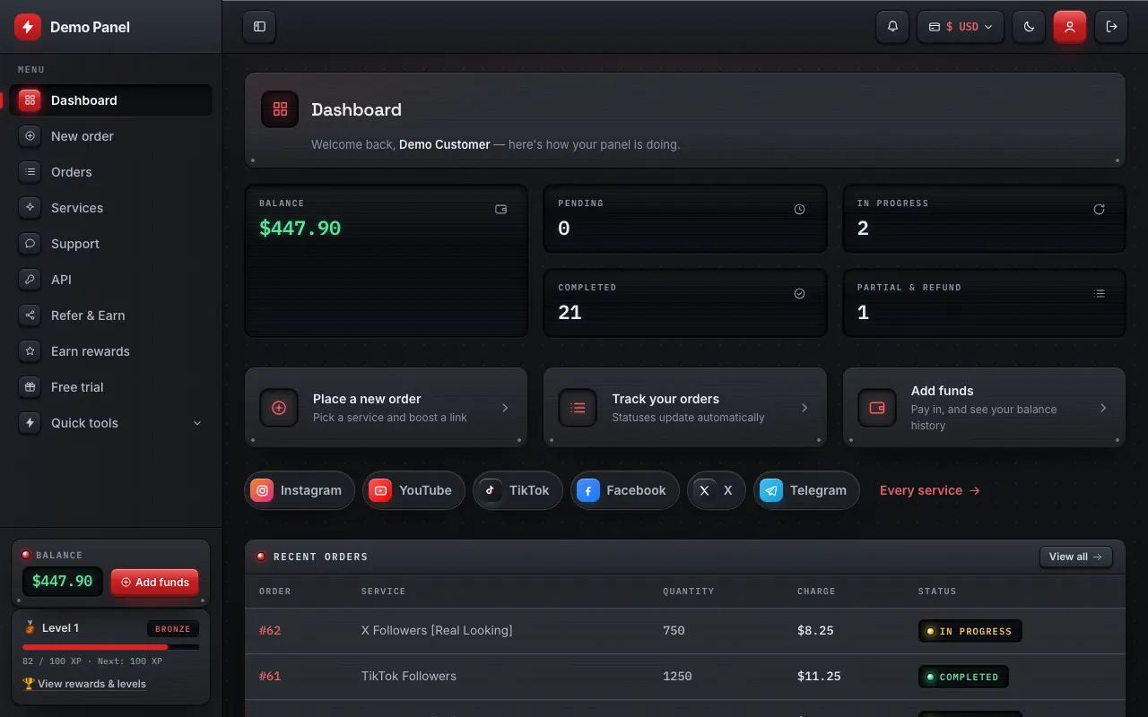 GetMy Rako theme in dark mode