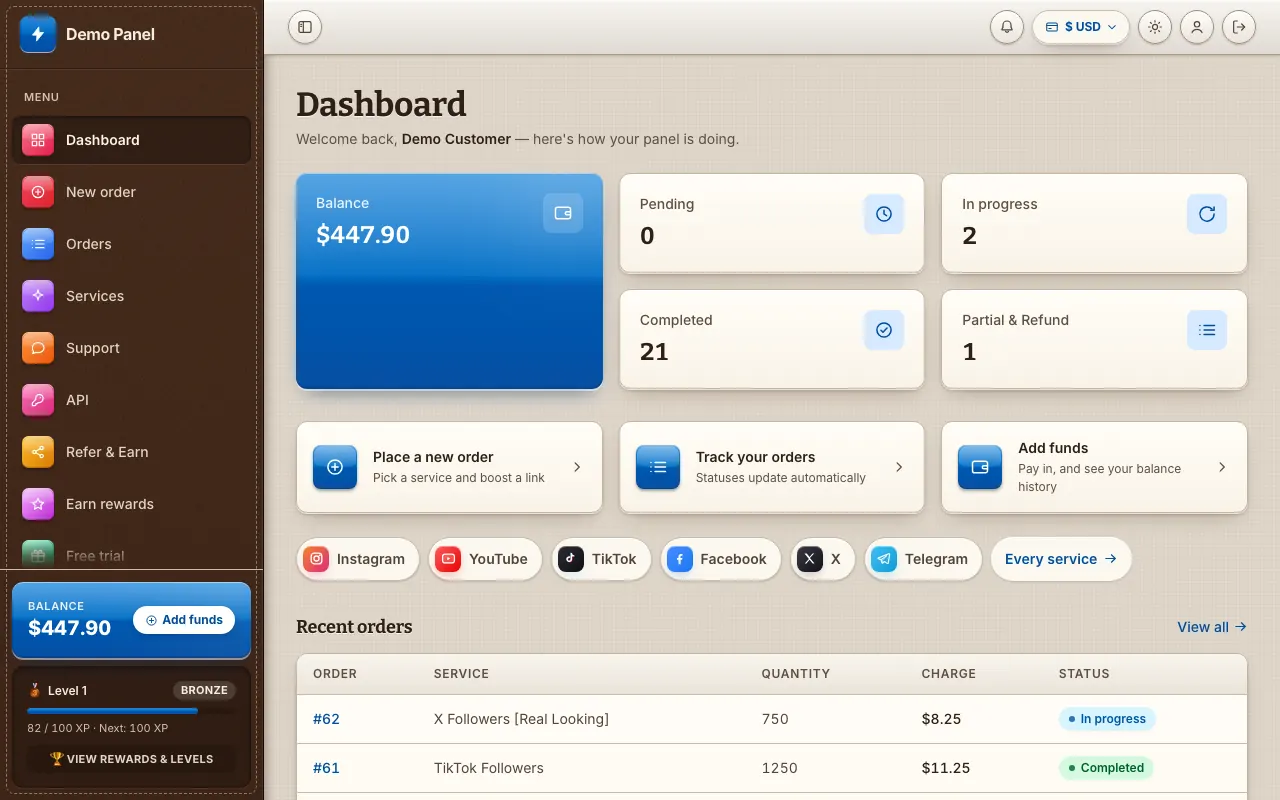 Skeuomorphism theme: the storefront dashboard