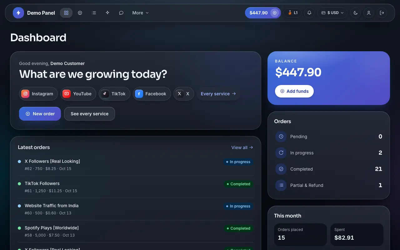 Spatial UI theme in dark mode