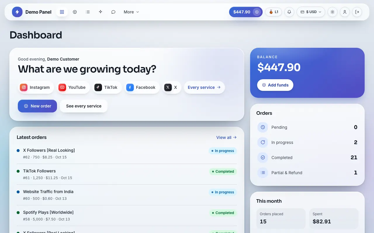 Spatial UI theme: the storefront dashboard